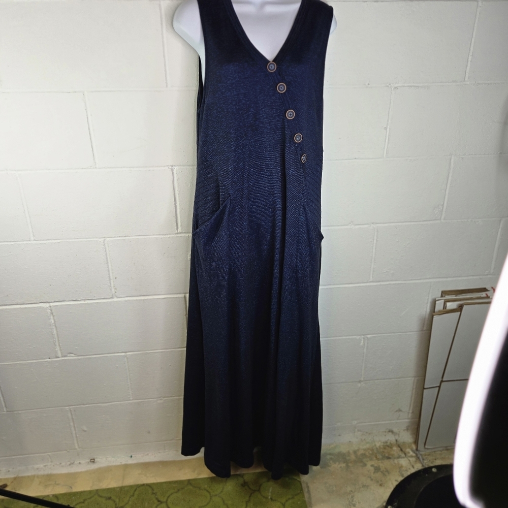 Soft Surroundings Blue Marled Sleeveless Maxi Dress - Picture 10 of 11